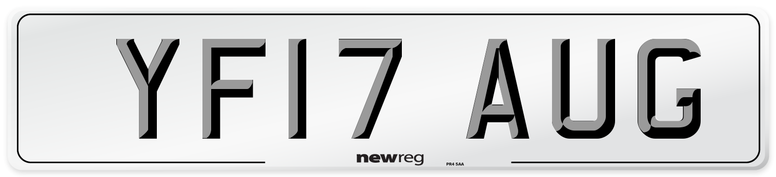 YF17 AUG Number Plate from New Reg